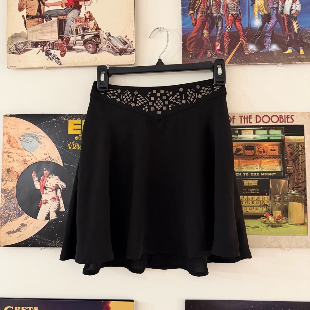 Silence + Noise Black Skater Skirt with Cutout Detail